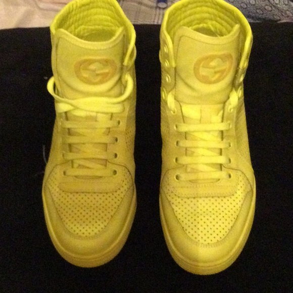 Bright Yellow High-Top Sneakers - Picture 2 of 3